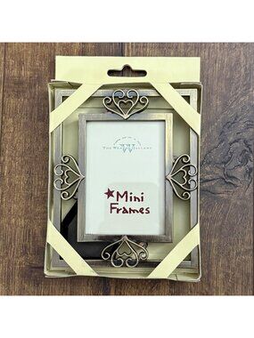 Weston Gallery 4 Heart Accents Brass Mini Frame 2" x 3"